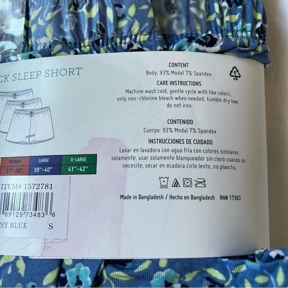 Jane And Bleeker Pack of 3 Sleep Shorts Sz Small 3” Inseam Ditsy Blue NEW - Picture 5 of 7